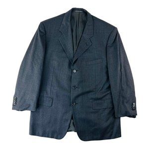 Corneliani Gray w/ Blue Check Super 120's Wool 3 Button/Vent Blazer Mens Size 44